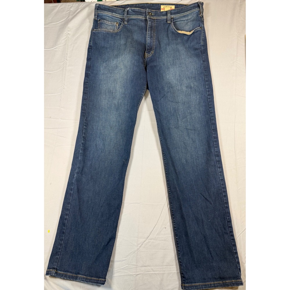 Orvis Mens Five Pocket Straight Leg Stretch Jeans Blue Medium Wash 38x34